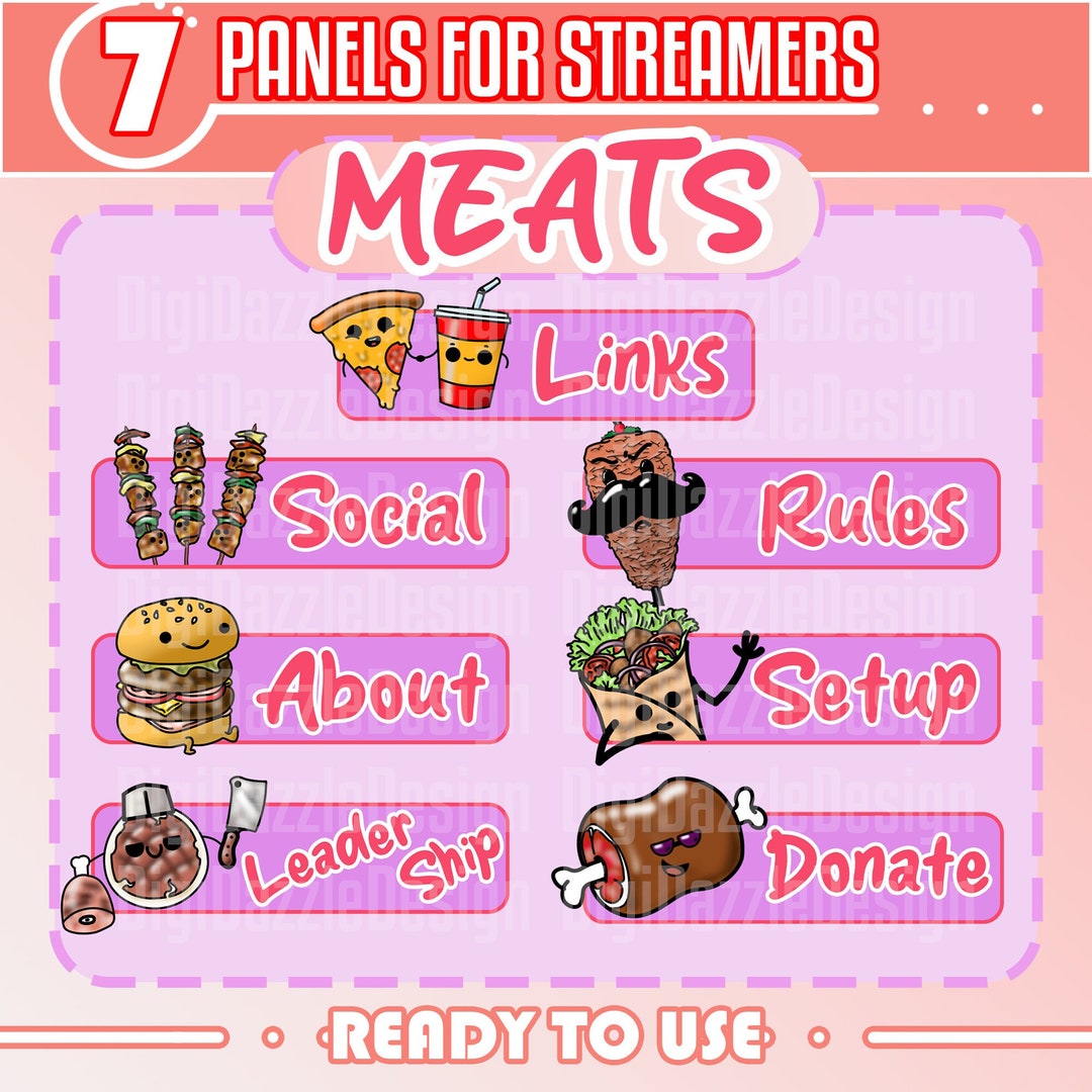 7 Cute Panels for Streamers , Food Panel , Kawaii , SFW Etsy