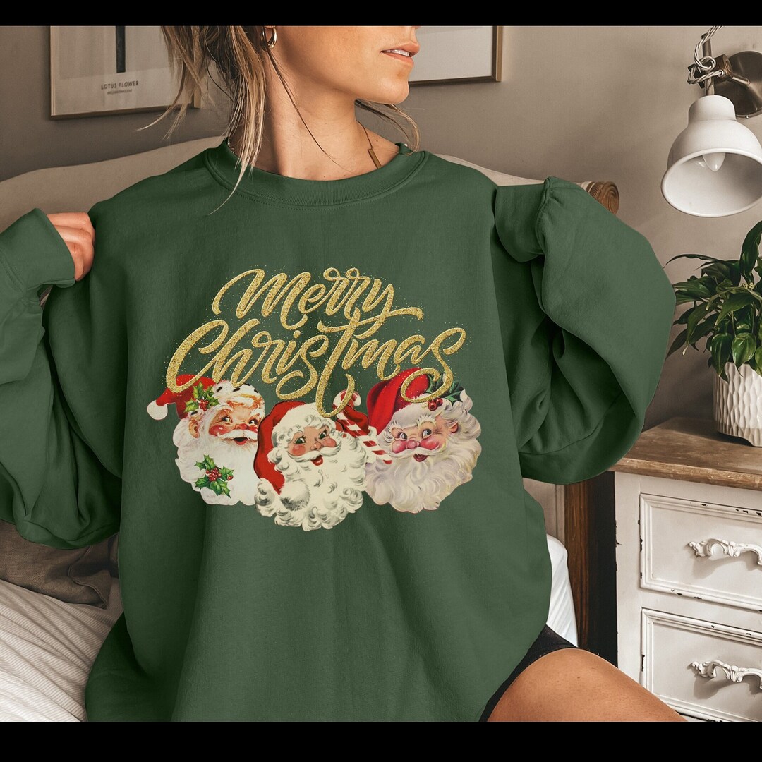 Santa Graphic Round Neck Long Sleeve Sweatshirt