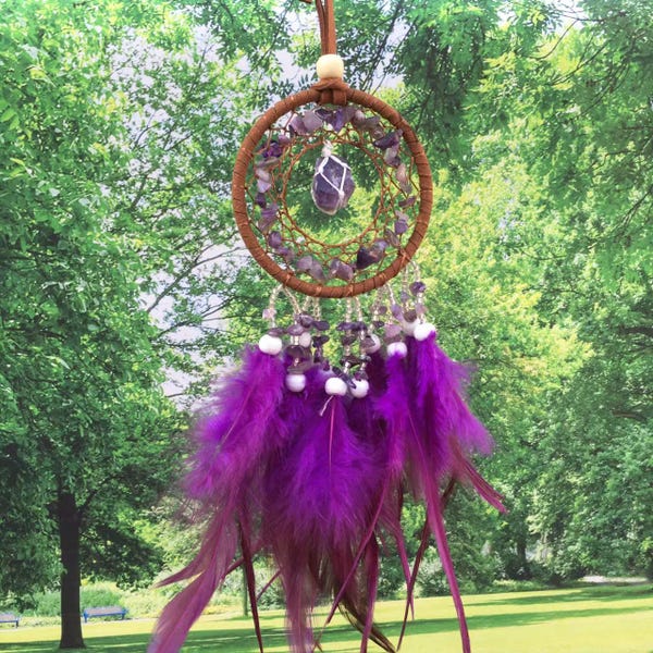Crystal Dreamcatcher Wind Chime, Handmade Quartz Gravel, Healing Home Decor,