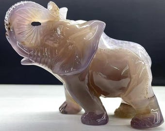 4.8&quot; Hand Carved Agate Elephant: Natural Crystal Decor