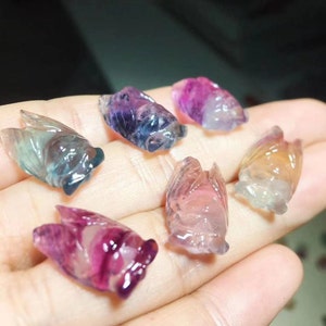 Natural Rainbow Fluorite Crystal Quartz,Carved Mini Cicada Skull,Crystal Quartz Skull, Hand Carving,Crystal healing, Home Decor, Energy Gift