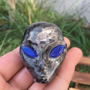 5,5 cm Kristall Alien Kopf: Handgeschnitzter Quarz, Heilendes Dekor