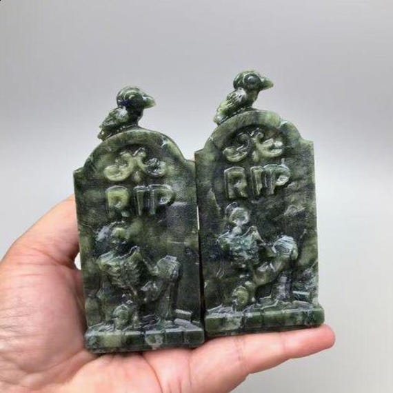 Hand-carved Crystal Cross Tombstone: South Yuk Stone, Halloween