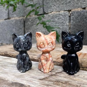 2.2インチ天然クリスタルクォーツ、彫刻された月の猫、クリスタルクォーツ猫の頭蓋骨、手彫り、癒しのホームデコレーション、エネルギークリスタルギフト1個