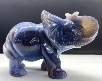 Hand Carved Agate Elephant: 6&quot; Natural Crystal Geode Decor