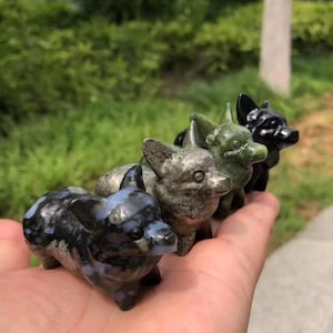 2.4&quot;Natural Crystal Corgi Hand Carved ,Crystal Quartz Corgi Carving,Crystal Dog,Crystal Animal,Reiki healing Home Decor,Energy Crystal gift