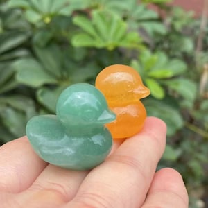 Carved Crystal Quartz Duck: Hand Carving, Home Decor, Energy Gift (1.4&quot;)