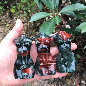 3" Natural Bloodstone Crystal Quartz,Hend Carved Female model,Crystal Female model , Hand Carving,healing Home Decor, Energy Christmas 1PC