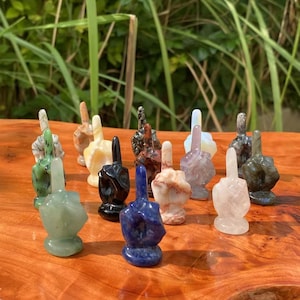 1.6" Crystal Quartz,Carved Mini Middle finger ,Crystal Quartz Middle finger,Hand Carving,healing Home Decor, Energy Crystal gift