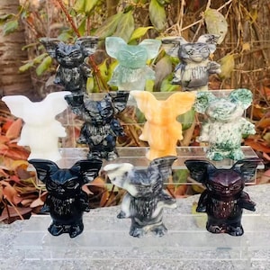 2.4" Natural Crystal Quartz,Hand Carved Gremlins ,Crystal Gremlins, Gremlins Hand Carving,Healing Home Decor, Energy Crystal Christmas  1PC