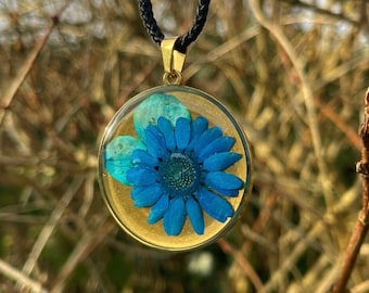 Handmade Blue Floral Pendant Necklace