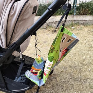 Bag Organizer-Stroller hammock-Handmade Stroller Hanging Pouch – Soft Fabric Organizer for Baby Essentials – Detachable Accessory