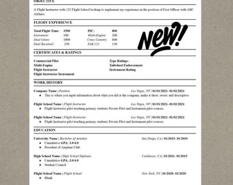 Pilot Resume Template — Editable Airline Resume, ATS-Friendly CV for Aviation Jobs, Instant Download