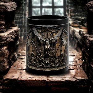 Gothic Engel Tor Keramikbecher: Dark Damnation Dekor