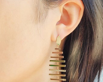 Rose Gold Leaf Earrings | Minimalist Drop Earrings | Gold Plated Sterling Silver | Nature Jewelry | Leaf Skeleton Earrings | Spike Earrings