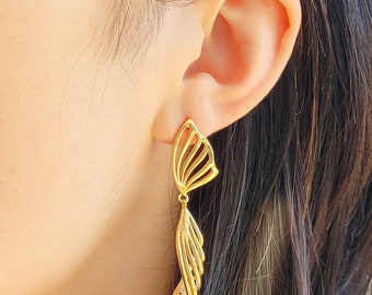 Twisted Butterfly Natural Pearl Earrings | Gold Jewelry | Elegant Drop Earrings | Butterfly Earrings | Pearl Minimalist Jewelry