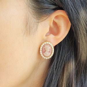 Pearl Cameo Earrings | Cameo Earrings | Victorian Earrings | Romantic Earrings | Regency Earrings | Small Cameo Earrings | Victorian