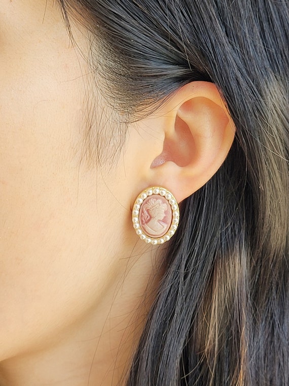 Pearl Cameo Earrings | Cameo Earrings | Victorian Earrings | Romantic Earrings | Regency Earrings | Small Cameo Earrings | Victorian