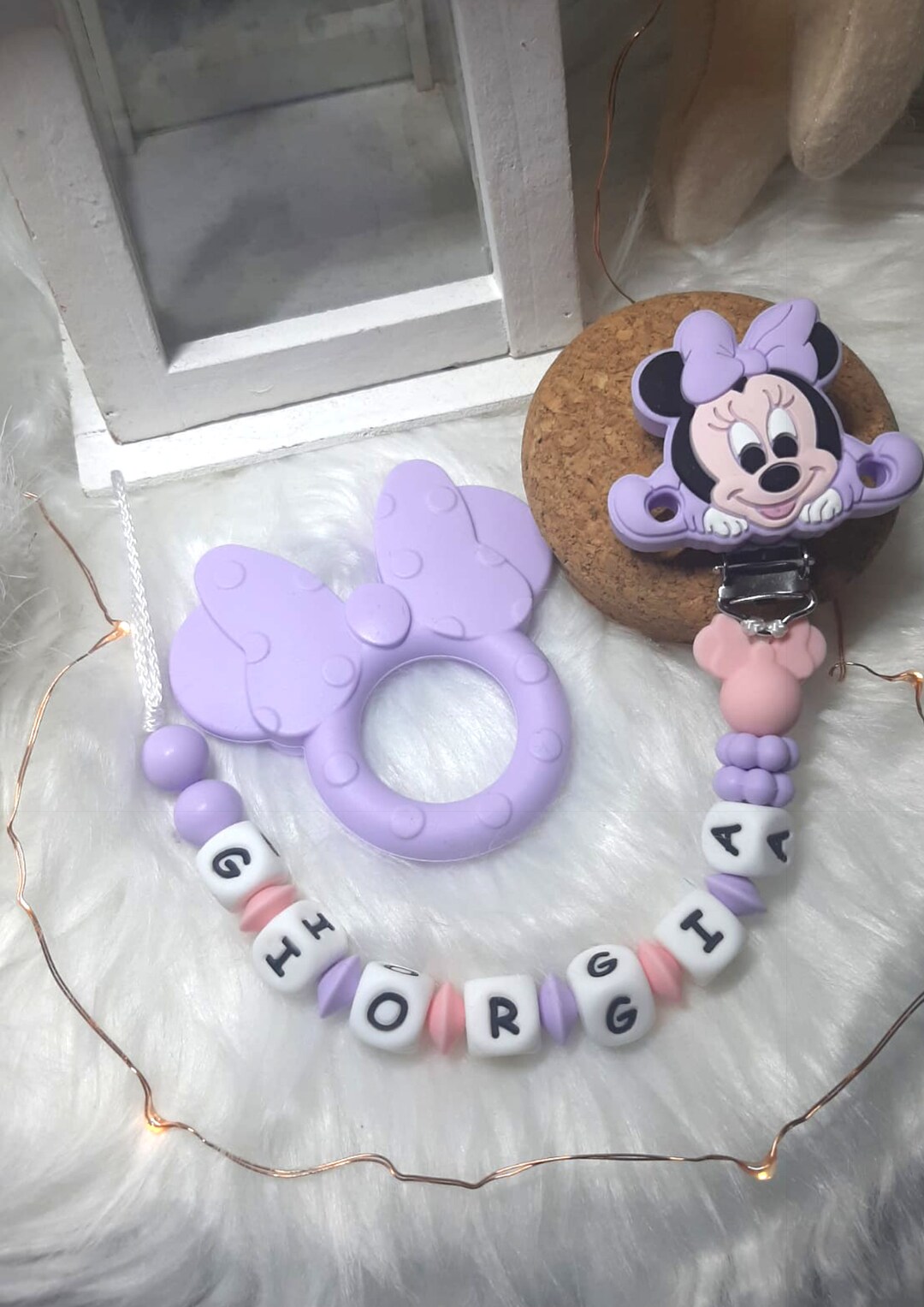 Infanzia ilnodocreativo porta ciuccio con nome personalizzabile