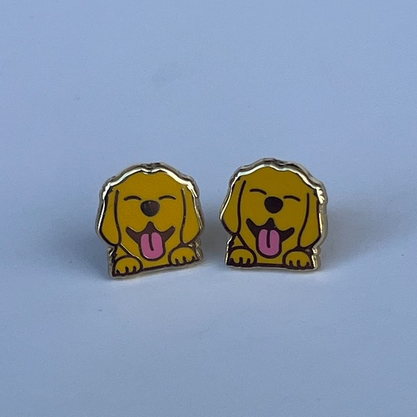 Cute Golden Retriever Enamel Earrings | Golden Retriever Earring | Dog Jewelry | Pet Jewelry | Cute Dog Stud Earring | Dog Mom Earring