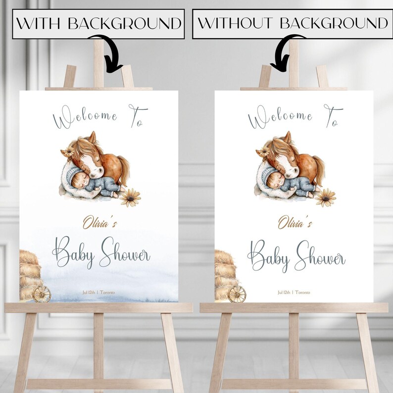 Blue Horse Baby Shower Welcome Sign Editable Cowboy Theme digital blue-horse-baby-shower-welcome-sign-editable-cowboy-theme-digital