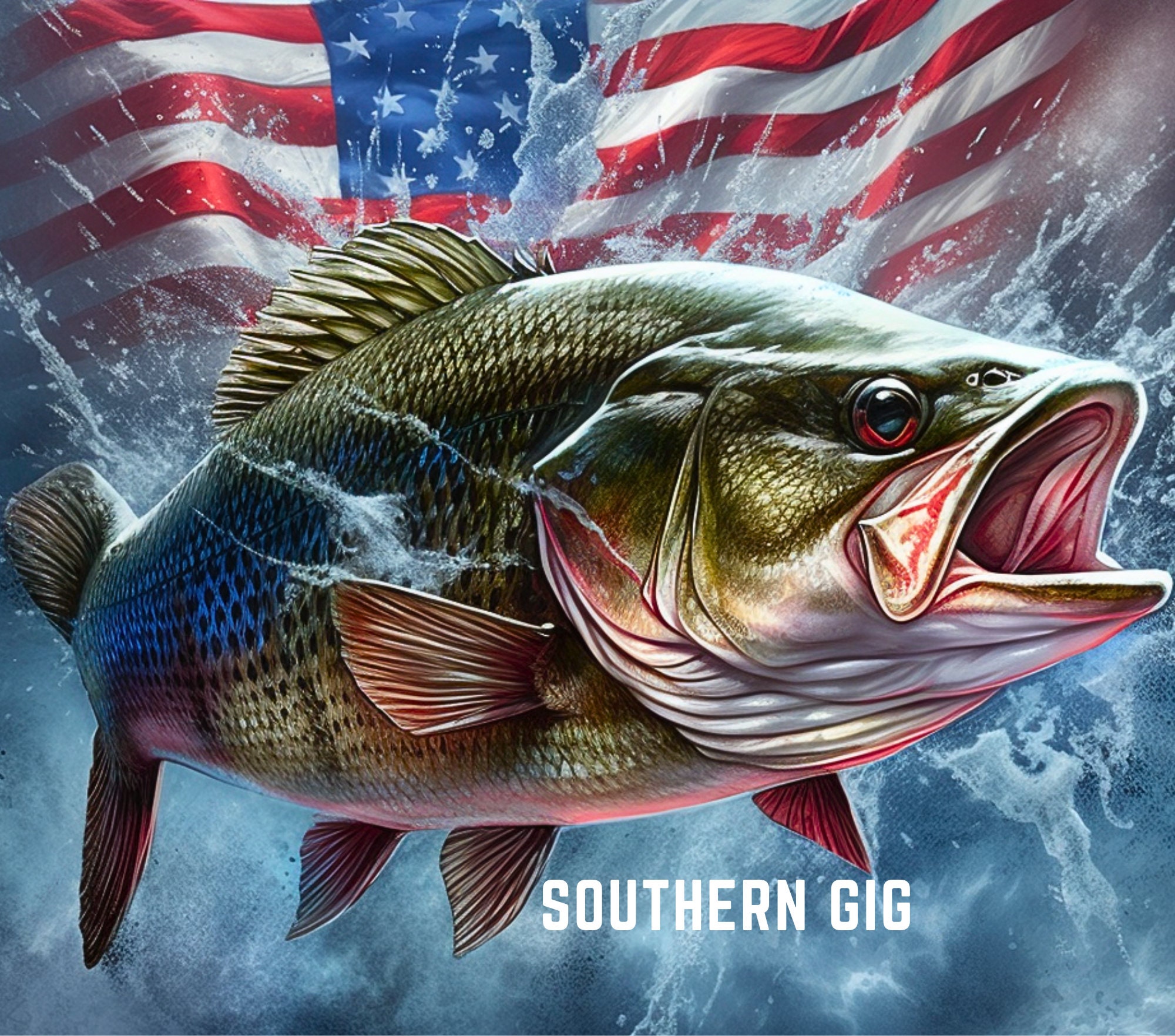 Bass Fishing Tumbler Wrap PNG, 20oz Skinny Tumbler Wraps Templates PNG