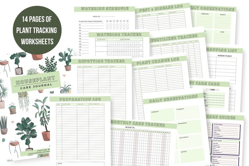 Houseplant Care Journal - Printable PDF Plant Care Worksheets, Indoor Plant Planner - Etsy