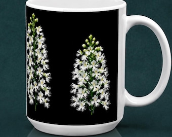 Prairie Fringed Orchid Ceramic Mug, Botanical Coffee Cup (11 oz or 15 oz)
