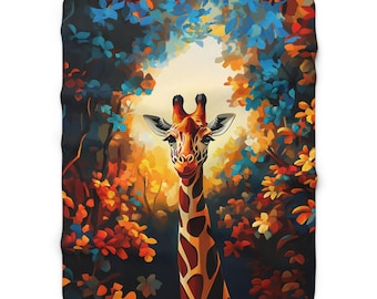 Giraffe Sherpa Fleece Blanket: Safari Animal Throw, Cozy Home Decor