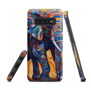 Elephant Samsung Case: Geometric Art, Dual-Layer Protection