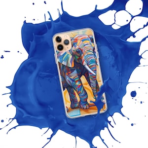 Abstract Elephant iPhone Case: Vibrant Geometric Art, Protective Tough Case