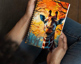 Giraffe Notebook: Geometric Sunrise Art - Spiral Journal