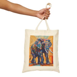 Elephant Tote Bag, Elephant Canvas Bag, Elephant Shoulder Bag, Abstract Elephant Art Gift, Elephant Lover Gift, Animal Tote Bag