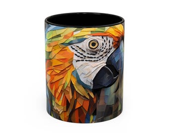 Macaw Mug: Vibrant Parrot Coffee Cup, Endangered Bird Art