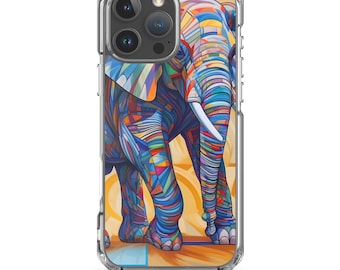 Abstract Elephant iPhone Case: MagSafe Compatible Wildlife Art