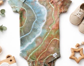 DYE-nosaur Baby Boy Onesie Organic Geode Tie Dye, Newborn, Multiple Sizes Hand Dyed Ice Dye Baby Shower Gift