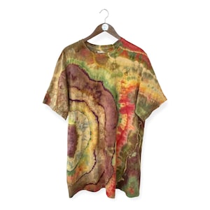 Camiseta unissex para adultos, tamanho 2XL, com estampa tie-dye de geodo orgânico Jasper, feita à mão. Frete grátis.