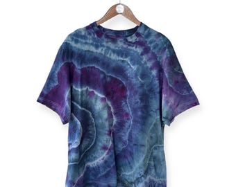 XL Organic Crystal Geode Ice Tie Dye, Adult Unisex Handmade T-Shirt  FREE Shipping