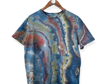 MEDIUM Blue Water Earthy Organic Geode Tie Dye, Adult Unisex Handmade T-Shirt  FREE Shipping