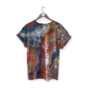 XL Burnt Embers ekologisk agatgeod tie dye, handgjord t-shirt för vuxna unisex FRI FRAKT
