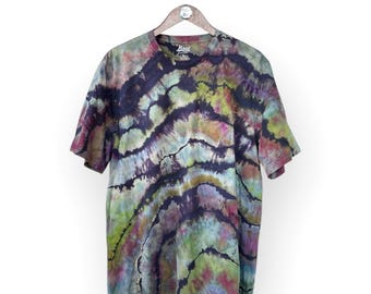 XL Organic Crystal Reverse Geode Tie Dye, Adult Unisex Handmade T-Shirt  FREE Shipping