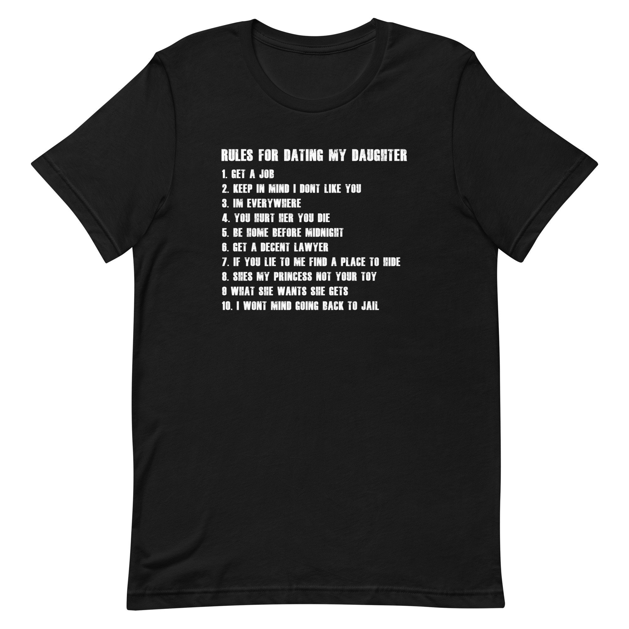 Delta 'Rules For Dating My Daughter' T-Shirt – Men's Size S, Black, Graphic Tee