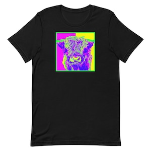 Psychedelic Highland Cow , Scottish Gift, Funny Scottish Unisex t-shirt