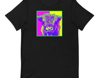 Psychedelische Highland Kuh, schottisches Geschenk, lustiges schottisches Unisext-shirt