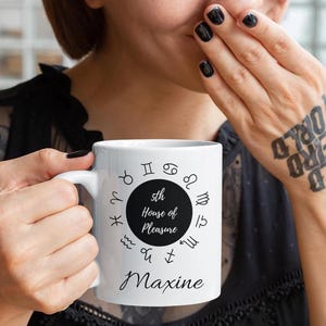 Taza del zodiaco con carta natal personalizada, nombre personalizado, regalo espiritual, signo de la casa, constelación, arte, regalo para amante, amuleto de cumpleaños, diseño astrológico