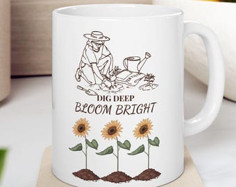 Gardening Coffee Mug For Gardener Gift Idea For Planting Themed Cup With Sunflower Garden Decor For Kitchen Drink Container With Flower Gift