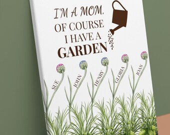 Personalized Mother's Day Wall Art Gift from Kids Mama's Custom Name Floral Canvas Gift for Mom Family Name Artwork Garden Mom Decor.