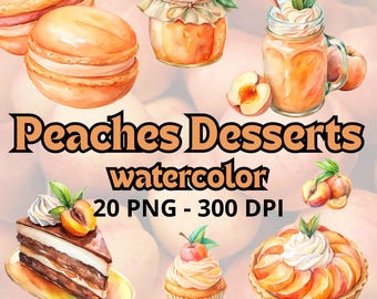 Watercolor Peach Clipart Fruit Clipart Peach Baby Shower Digital Download peaches png