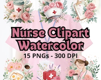 Imágenes prediseñadas de enfermera linda, imágenes prediseñadas médicas, imágenes prediseñadas de enfermera en acuarela digital, imágenes prediseñadas médicas PNG, imágenes prediseñadas de atención médica