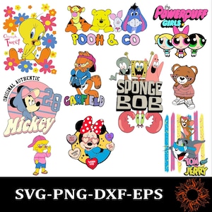 Cartoon Characters Mega Bundle Svg, Halloween Svg, Christmas Svg, Cricut Printable Clipart Silhouette
